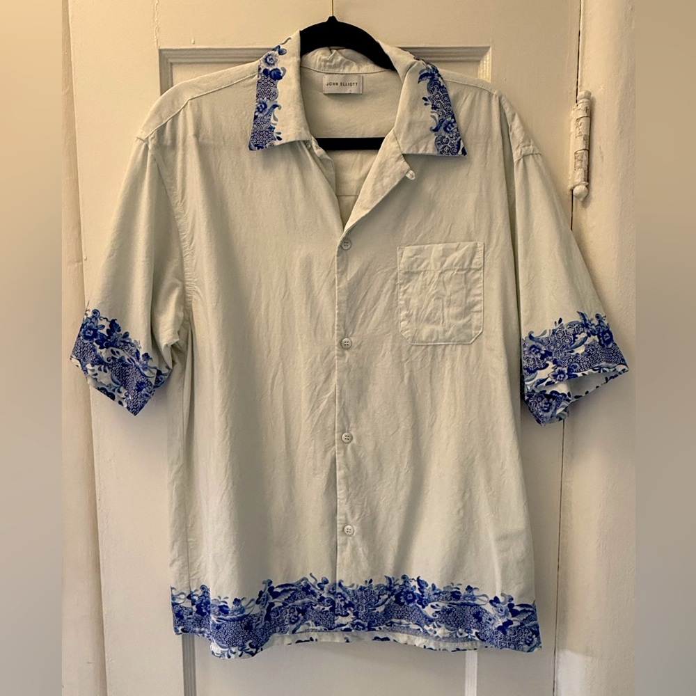 John Elliot Summer Shirt in Blue and White